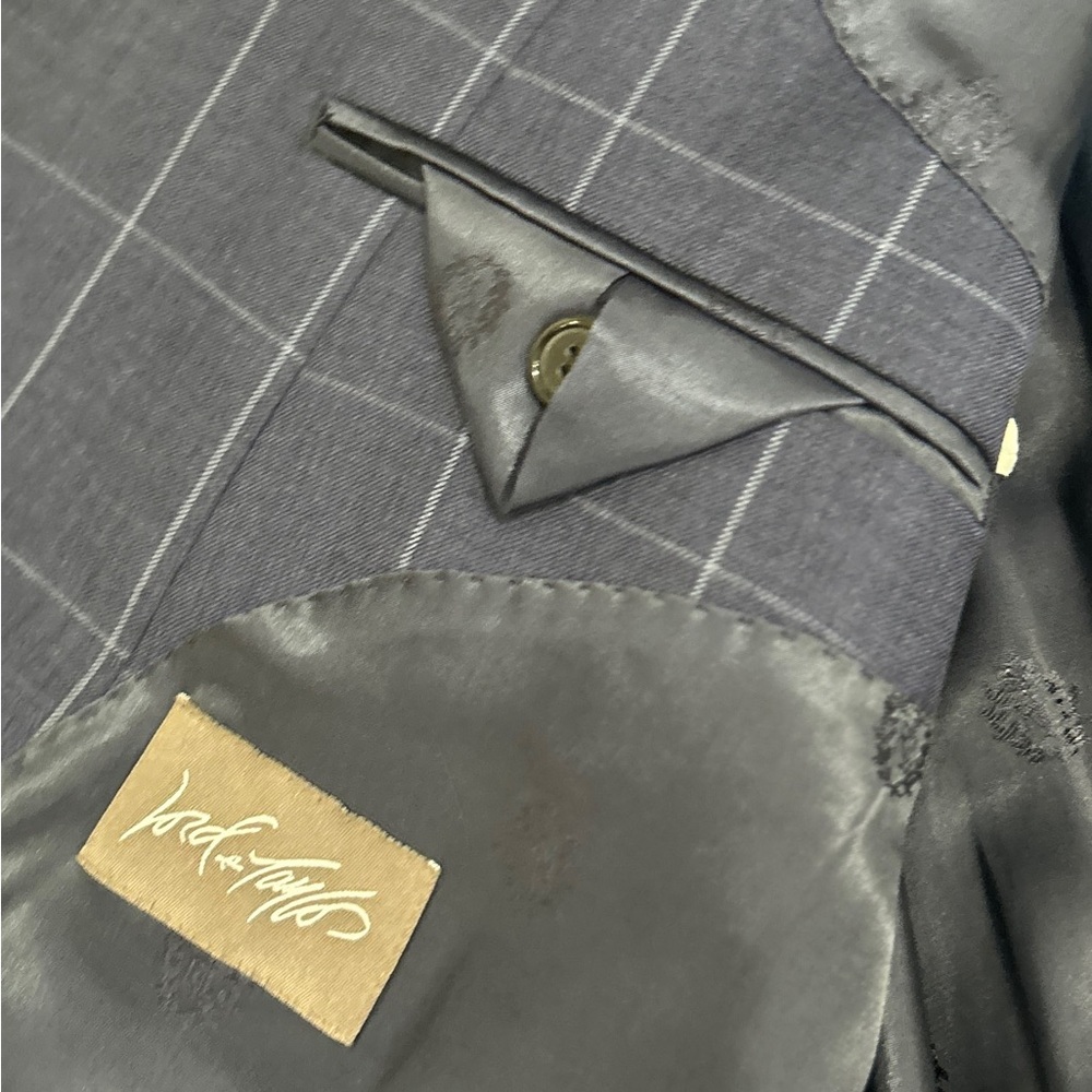 Men’s Lauren Ralph Lauren wool navy blue Windowpane check 2 button Blazer 46L - Picture 8 of 10